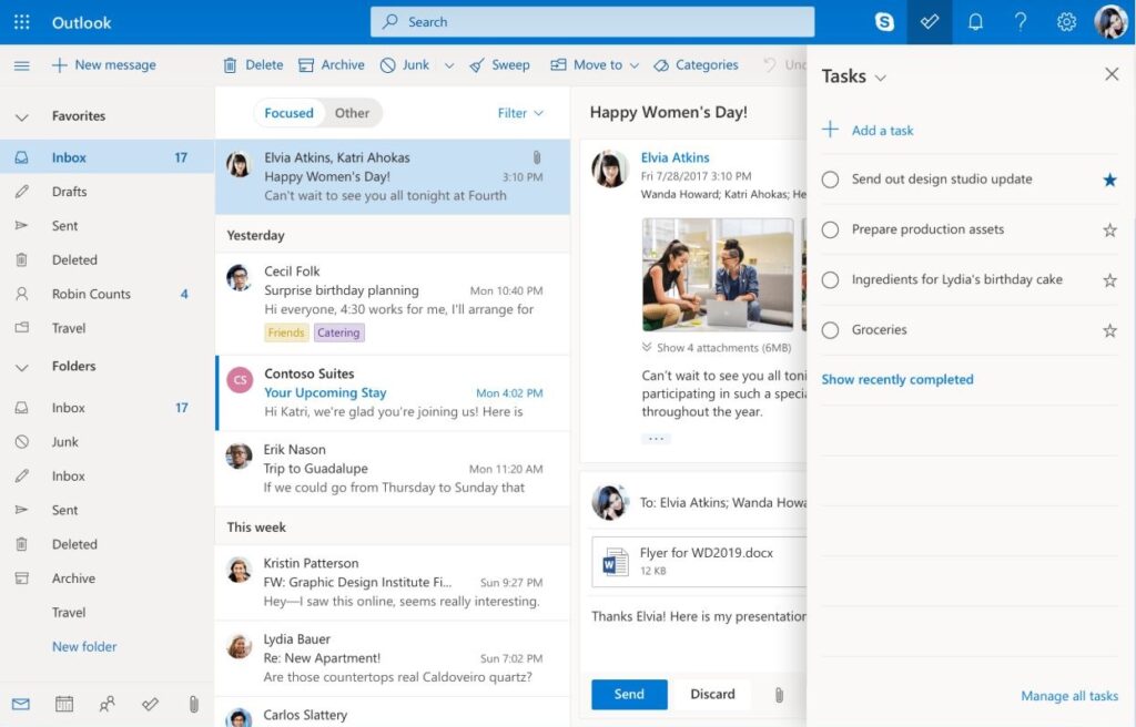 interface outlook office 365